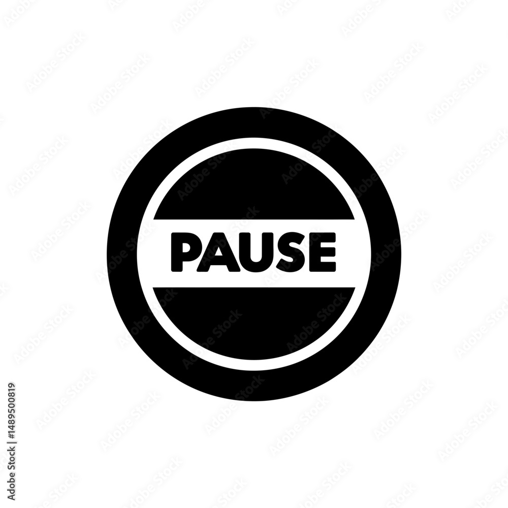 Poster pause icon requests halt action simple white background pause symbol
