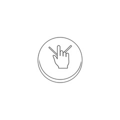 Fototapeta premium Outlined hand clicks round badge simple design concept