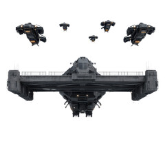 Sci-Fi Mothership and Fighter Squadron Approaching