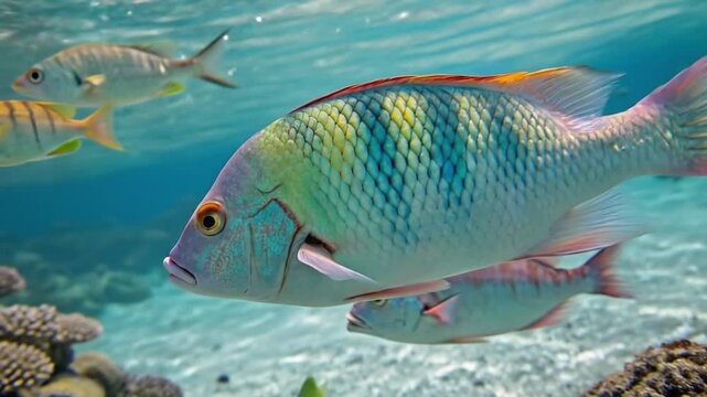 Colorful Parrotfish Underwater in Coral Reef | 4K Tropical Ocean Life Video