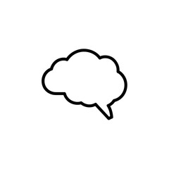 Outline brain suggests within isolated stark white space