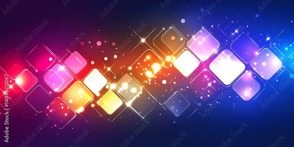 Aufkleber vibrant abstract background with glowing colorful squares and sparkling lights design perfect for we