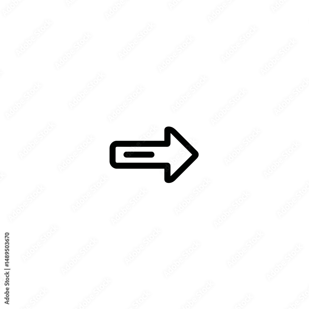 Poster arrow symbol directs right on white minimalistic background simple