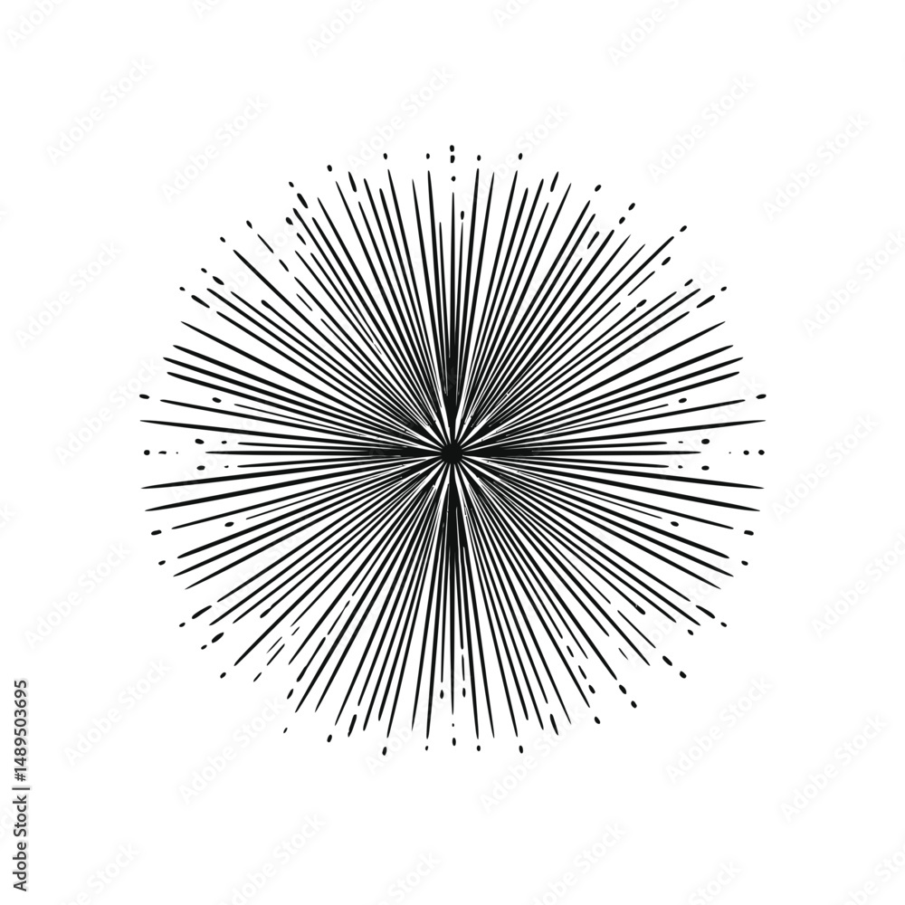 Poster starburst lines radiate monochrome intensely graphically design