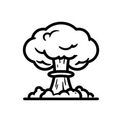 Mushroom cloud expands during stylized explosion on ground level