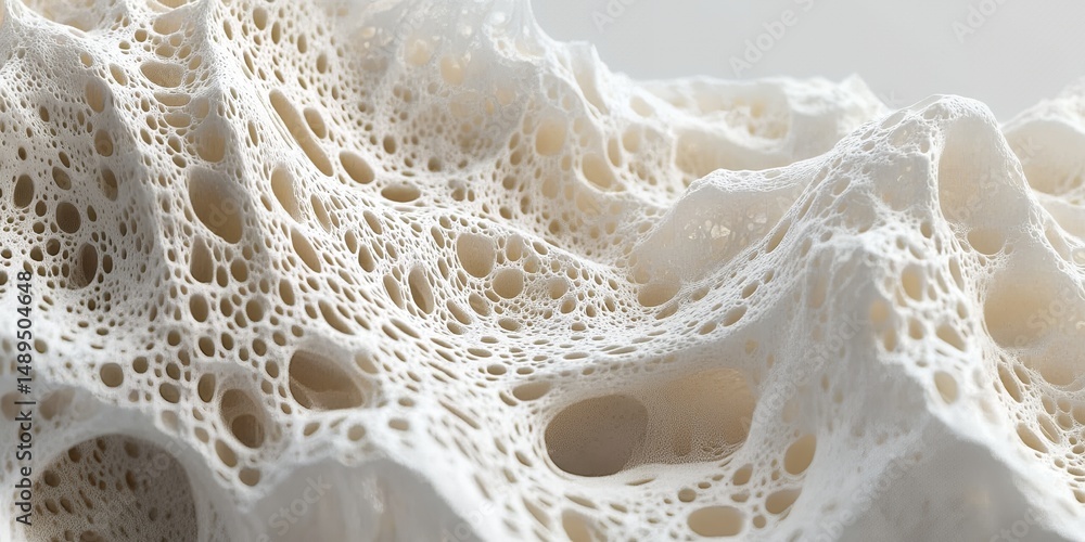 Poster abstract 3d render of porous white surface texture organic foam structure design element background