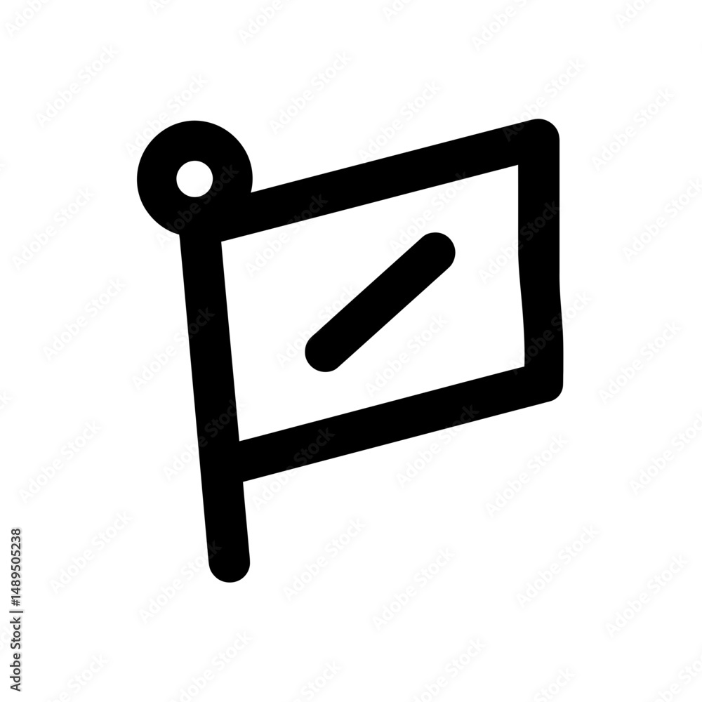 Poster flag outline signals message in simple isolated graphic