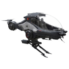 Futuristic Single-Person Aircraft Sleek Sci-Fi Vehicle Design
