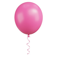 Pink balloon with curly tail in transparent background png