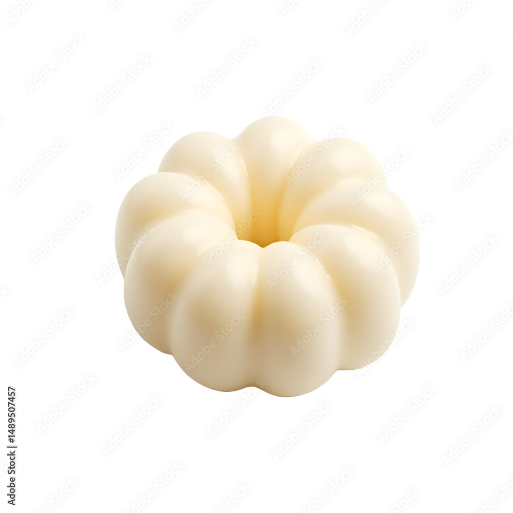 Poster realistic depiction of a soft sculpted object with a donut shape on a contrasting minimal , detailed