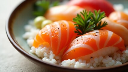 Macro Shot of Sushi Rolls – Detailed Close-Up of Traditional Japanese Food with Fresh Ingredients and Elegant Presentation
