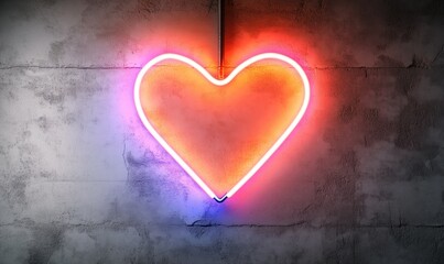 Neon heart on textured wall