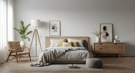 Modern Minimalist Bedroom with Natural Accents and Soft Colors