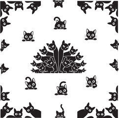 A collection of dynamic black panther silhouettes in various poses, showcasing strength and agility on white