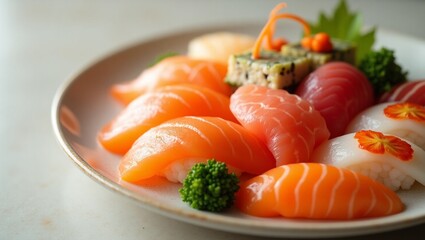 Macro Shot of Sushi Rolls – Detailed Close-Up of Traditional Japanese Food with Fresh Ingredients and Elegant Presentation