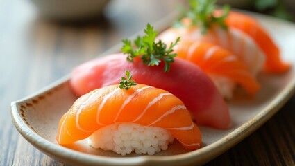 Macro Shot of Sushi Rolls – Detailed Close-Up of Traditional Japanese Food with Fresh Ingredients and Elegant Presentation