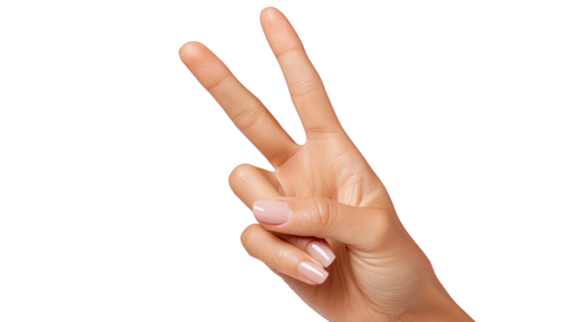 Peace Gesture: A close-up view of a hand, extending a peace sign, evoking a sense of harmony, optimism, and universal solidarity.
