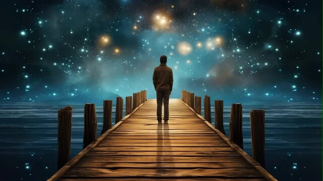 man with travel alone on night
