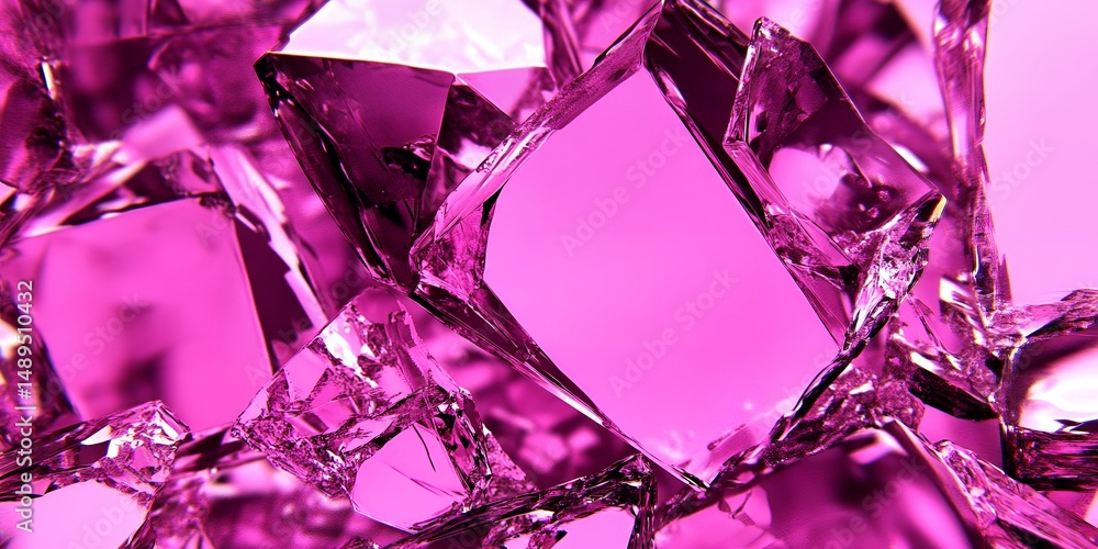 Poster abstract background image of shattered magenta crystals showcasing sharp edges and vibrant color ide