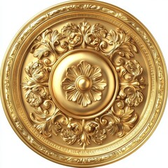 Obraz premium Decorative gold medallion with a captivating circular floral arrangement.