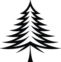 Obraz premium Black pine tree silhouette logo design with transparent background