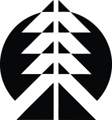 Elegant pine tree silhouette logo design for branding and nature themes © Kawsar Rushan