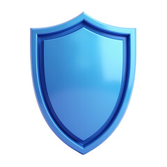 Isolated blue shield with a glossy finish  offering a sense of protection isolated on transparent backgruond