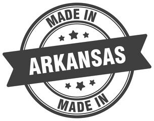 Made in Arkansas round sign. Made in Arkansas stamp.