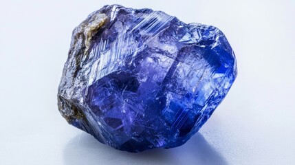 Fototapeta premium Natural texture and deep blue hue of tanzanite showcased.