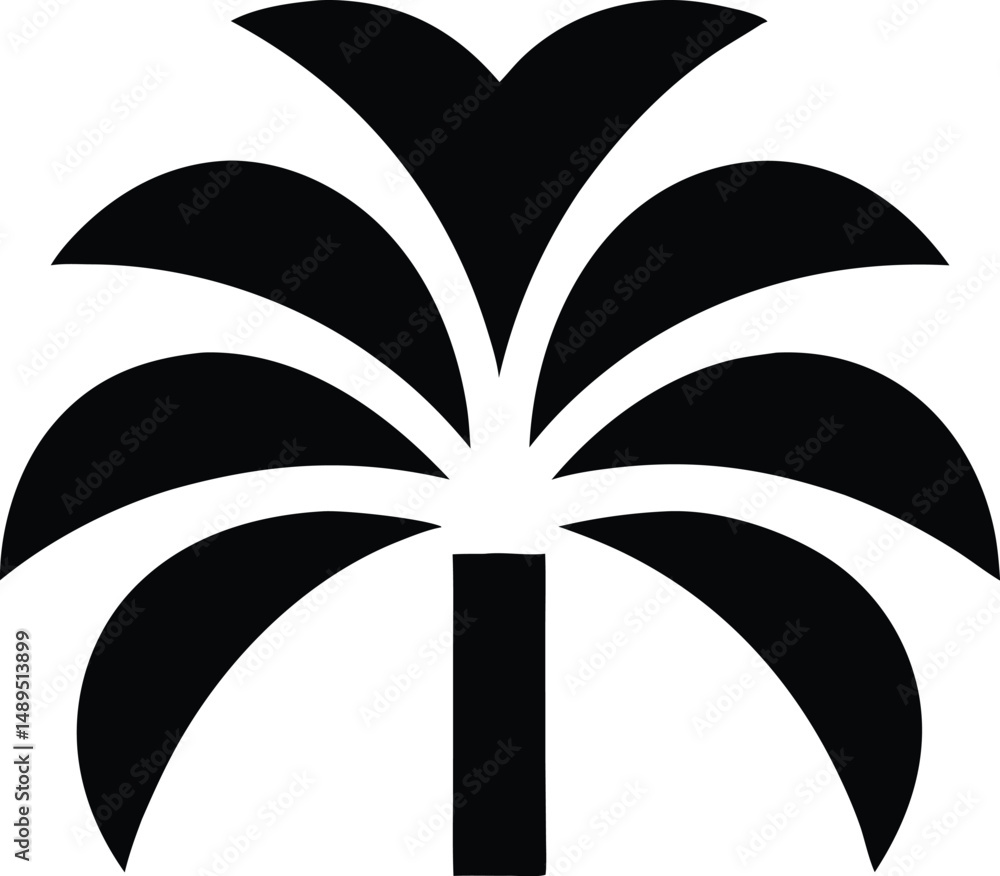 Poster black silhouette vector design of a palm tree with transparent background