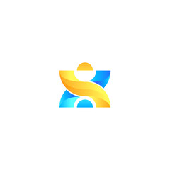 blue yellow humanity letter h monogram logo
