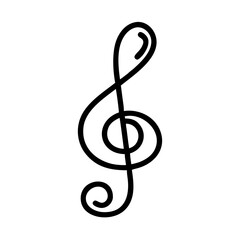 Fototapeta premium Treble clef symbol in minimalist line art style on a white background 