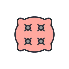 Comfortable Pink Cushion Adorned With Button Accents On Transparent Surface