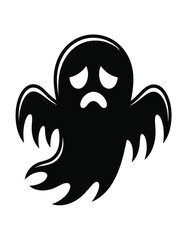 Eerie Ghost Silhouette: Halloween Art for Creative Designs