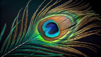 Obraz premium Stunning Peacock Feather Close-Up with Vibrant Colors