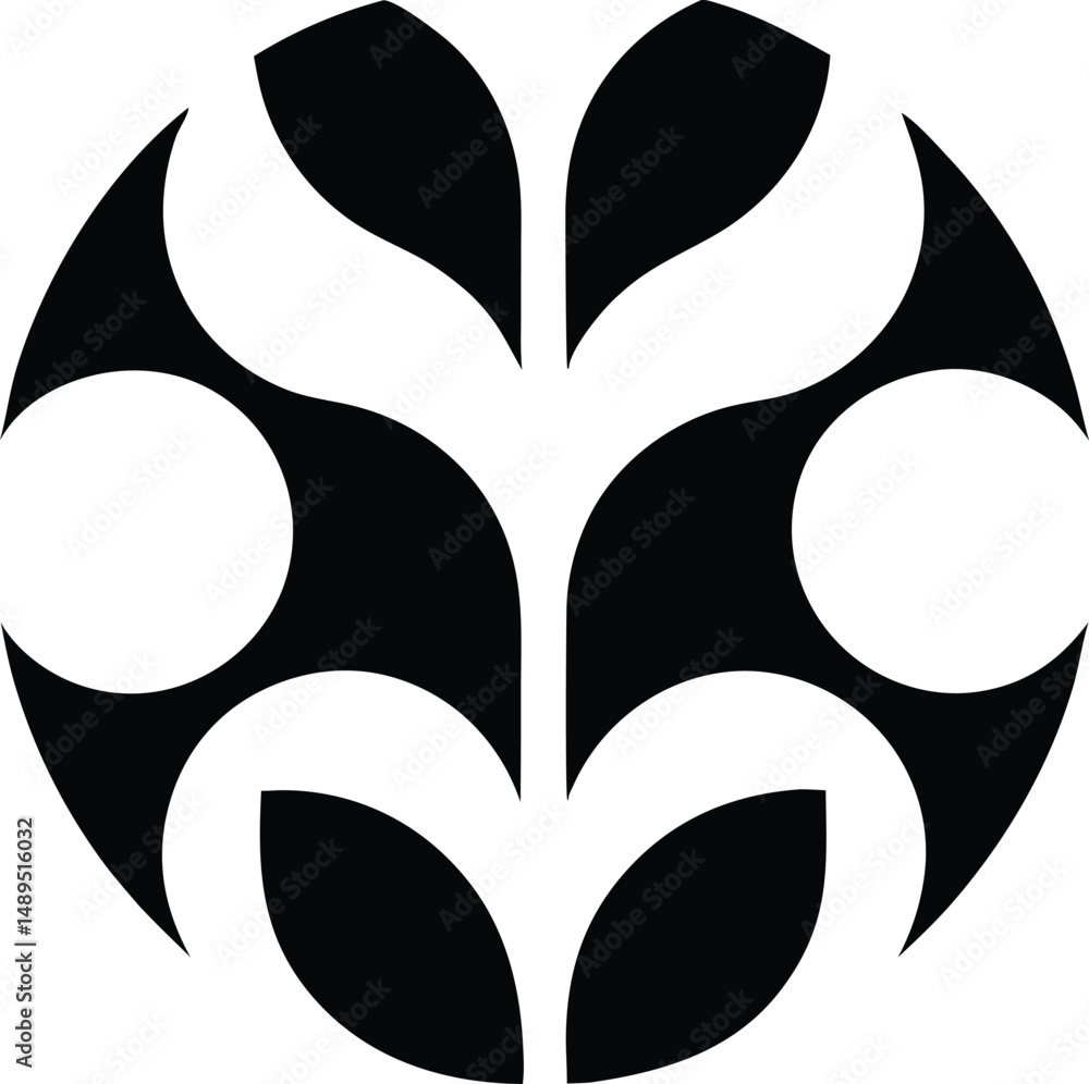 Poster black silhouette of an oak tree with vector design in transparency