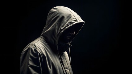 Mysterious Hooded Figure in Dark Shadowy Atmosphere