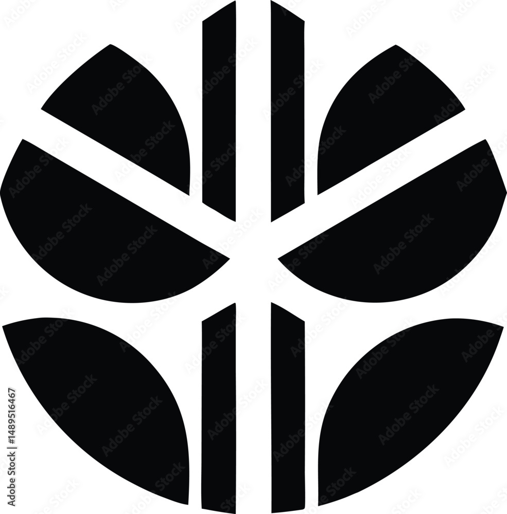Poster silhouette of an oak tree black vector design with transparent background