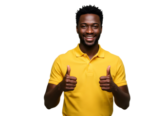 Man Giving Thumbs Up Smiling on Transparent Background