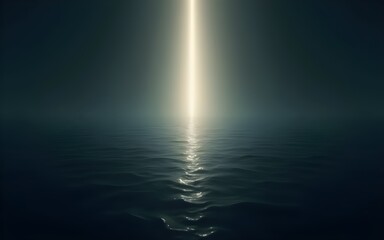 Spiritual light hovering above deep, dark waters in minimalist style. High quality