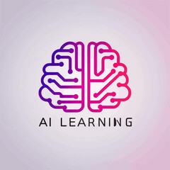 Artificial Intelligence Brain Logo Gradient Purple Pink