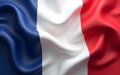 Abstract digital background or texture design of french flag colors, France national country symbol illustration wavy silk fabric background. High quality