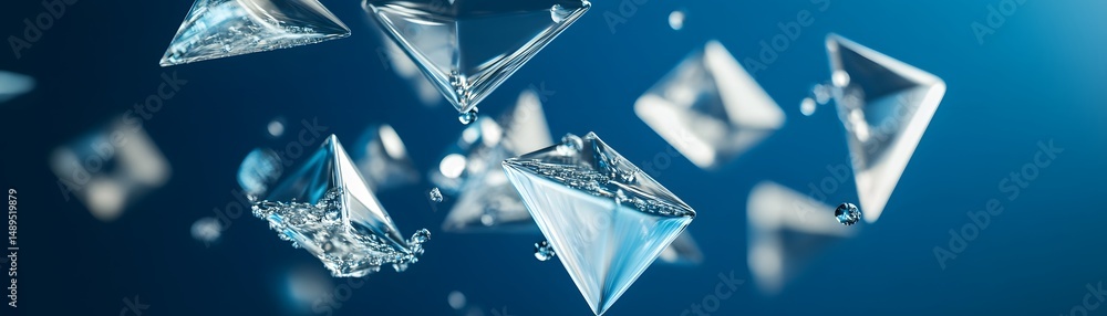 Poster abstract representation of crystalline structures in motion.