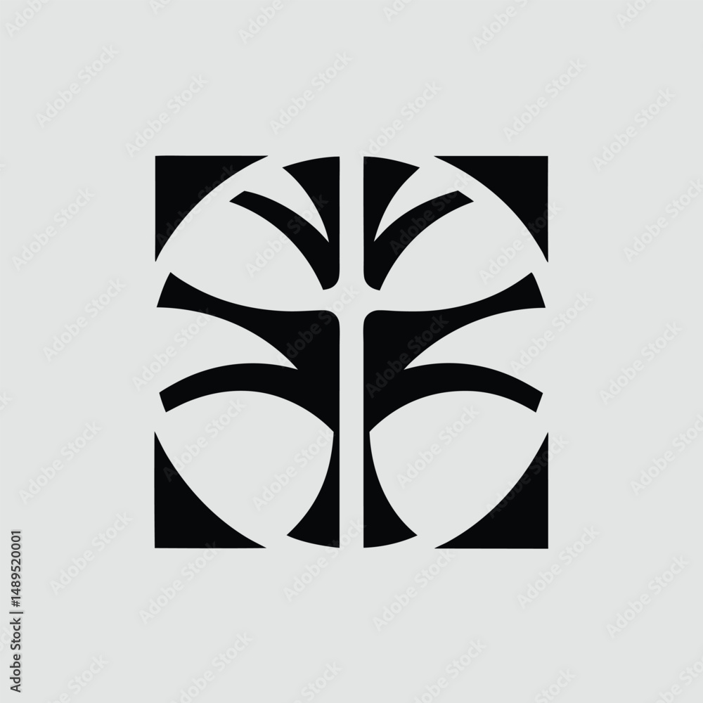 Poster abstract graphic design element featuring symmetrical shapes on white