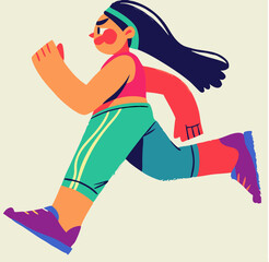 Woman Running Illustration: Colorful Fitness Design