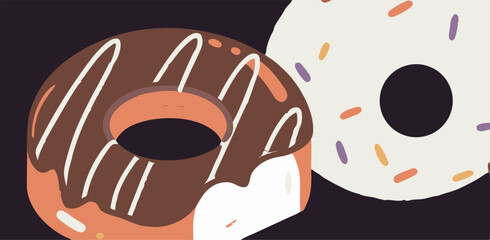 Chocolate and Sprinkled Donuts Illustration