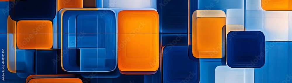 Poster abstract design featuring overlapping geometric shapes.