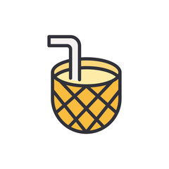 Pineapple Inspired Beverage With Straw Symbolizing Tropical Refreshment