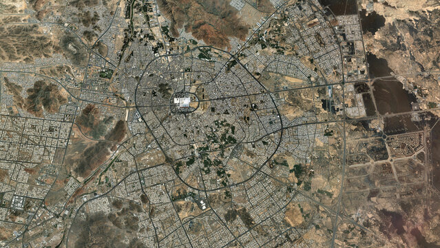 Al Madinah City Satellite Map Close Top View