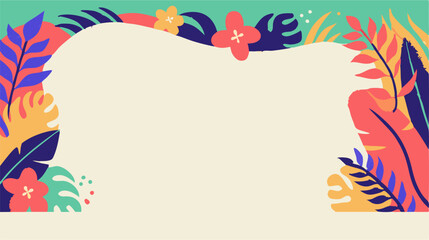 Tropical Floral Frame Border Design, Summer Background